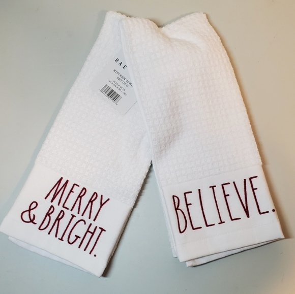 Rae Dunn Other - Rae Dunn 'Believe/ Merry & Bright' Kitchen Towels